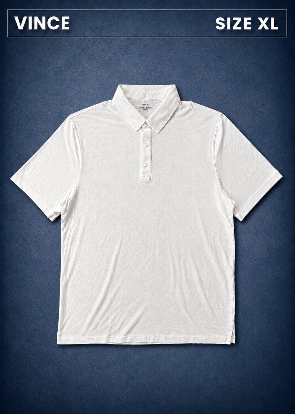 VINCE White Cotton Short Sleeve Polo Shirt Men’s X Large Made in Peru Luxury